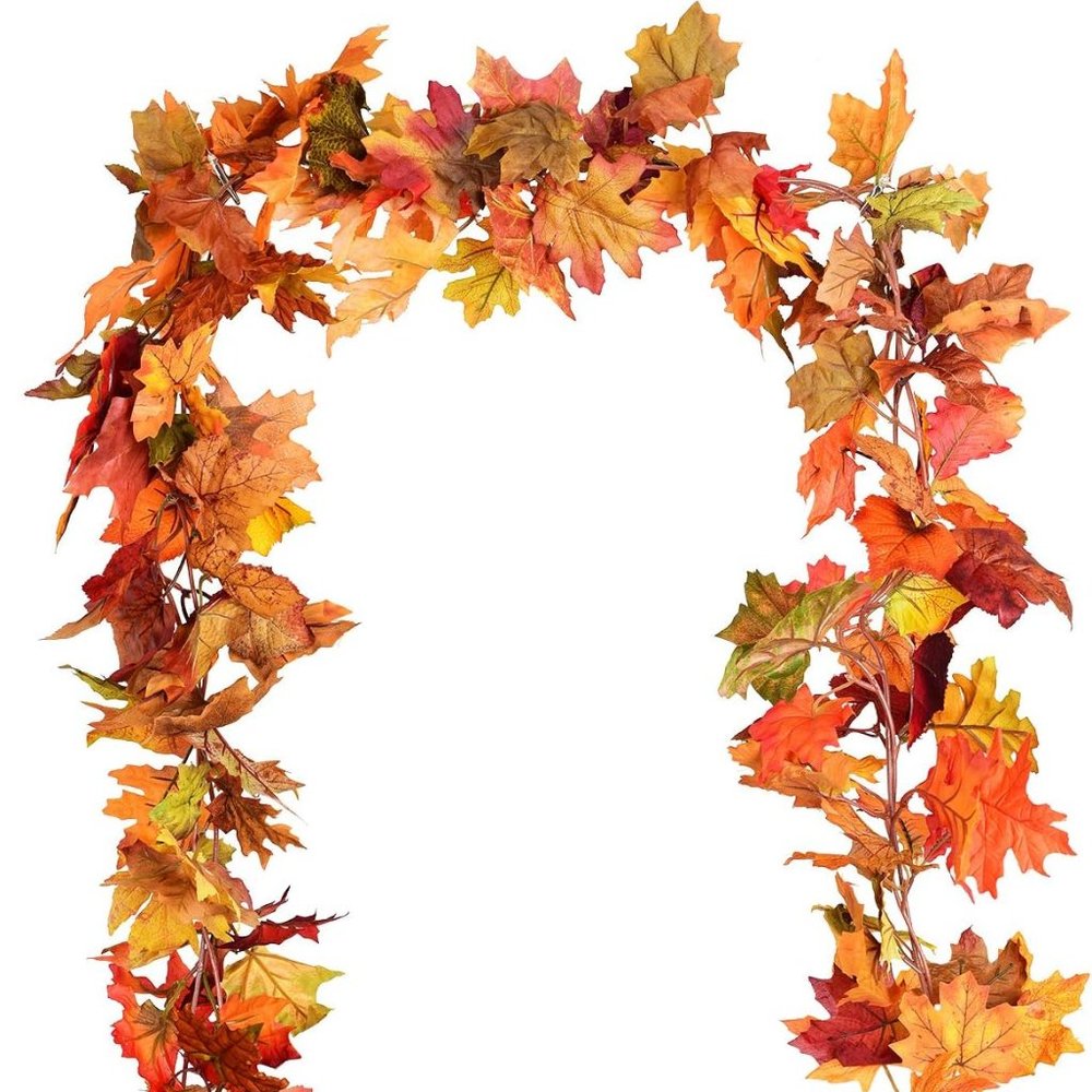2 Pack Fall Garland Maple Leaf, 5.9Ft/Piece Hanging Vine Garland Artificial